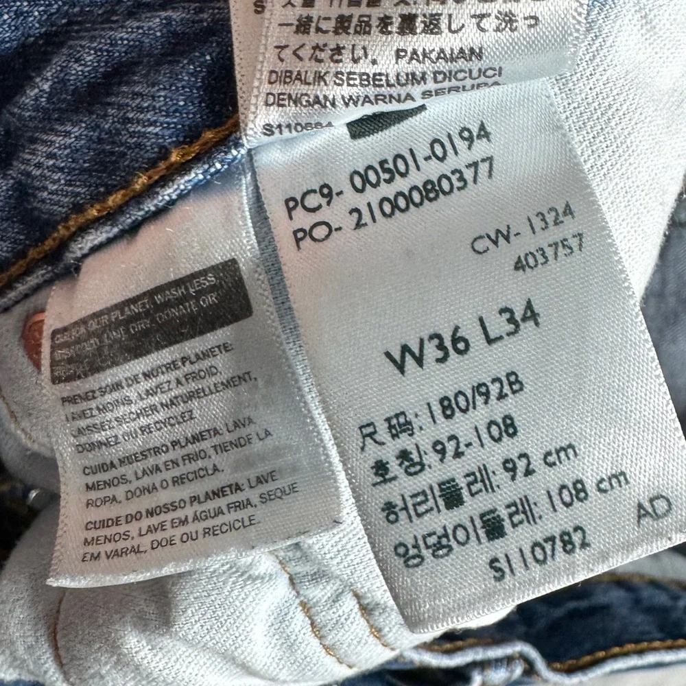 Levi's 501 Original Mid Rise Regular Fit Straight Leg Jeans Denim Pants Men's 36